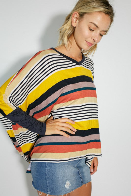 e Luna Multi Stripe Print Jersey Top