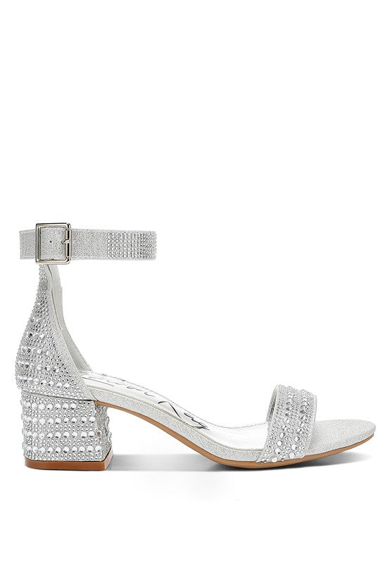 TWERKY Rhinestone Embellished Block Sandals