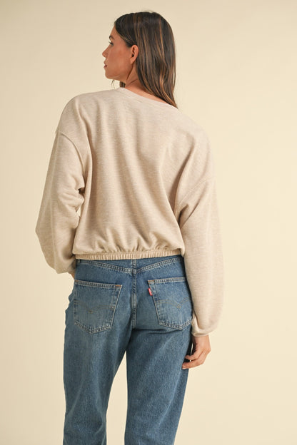 MABLE - Letter Embroidery Crop Sweatshirt