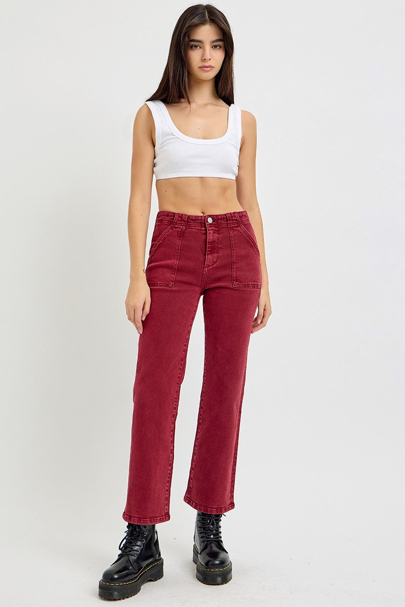 RISEN - Full Size Ankle Flare Patch Pocket Jeans