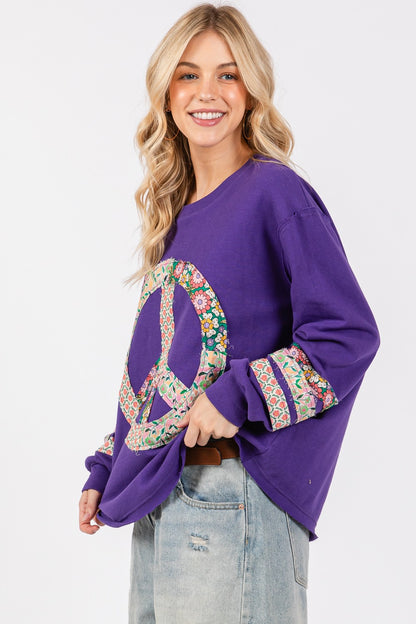 SAGE+FIG Floral Peace Applique Patch Top