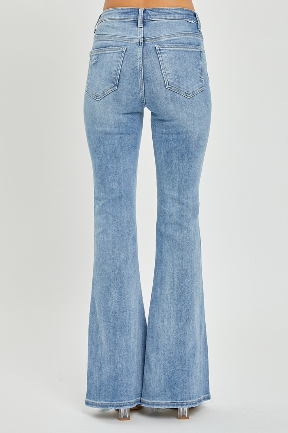 RISEN Full Size Frayed Hem Flare Jeans