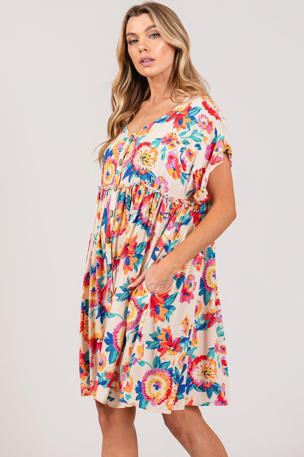 SAGE+FIG Full Size Floral Button-Down Dress