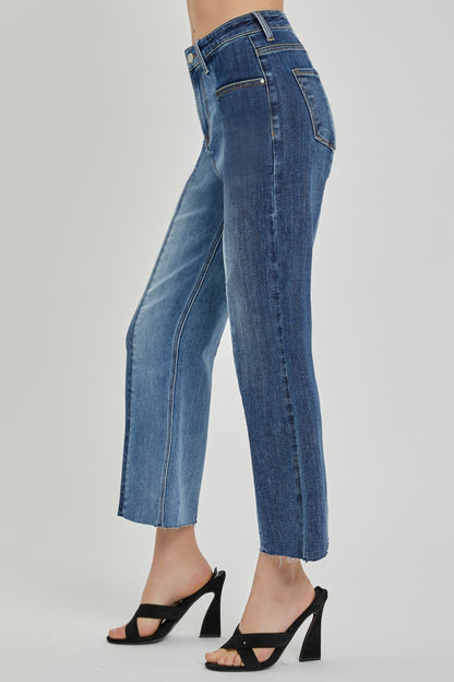 RISEN Full Size Mid-Rise Two-Tone Jeans