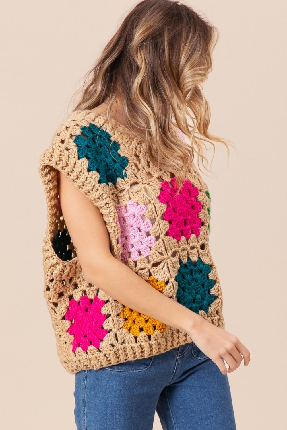 BiBi Granny Square Openwork Sweater