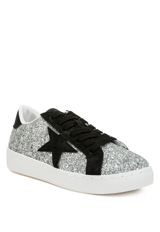 SHINDING Glitter Star Chunky Sneakers