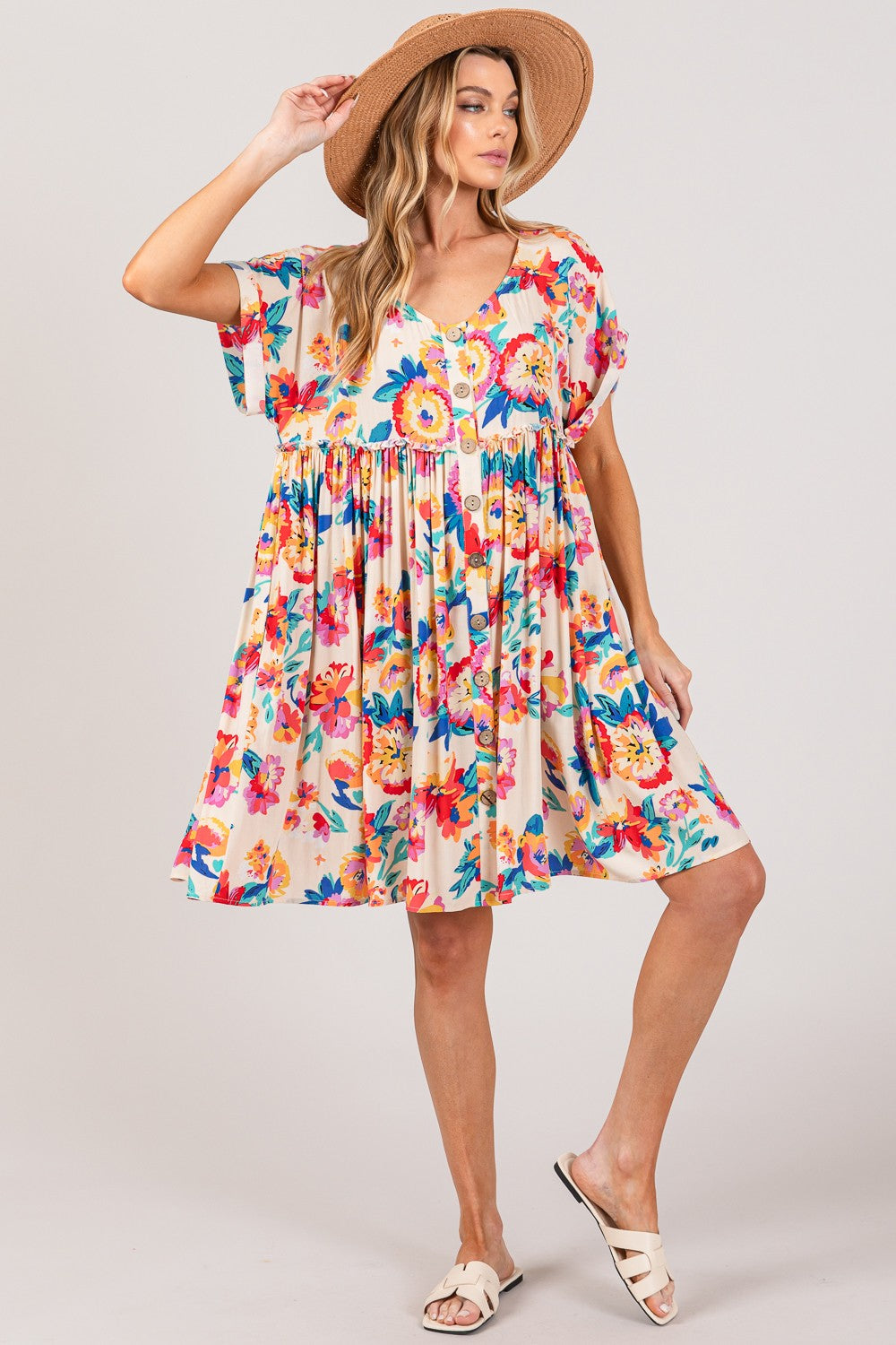 SAGE+FIG Full Size Floral Button-Down Dress