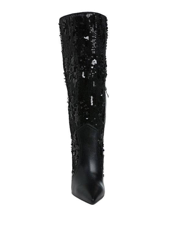 SITARAH Sequin Embellished Stiletto Long Boots