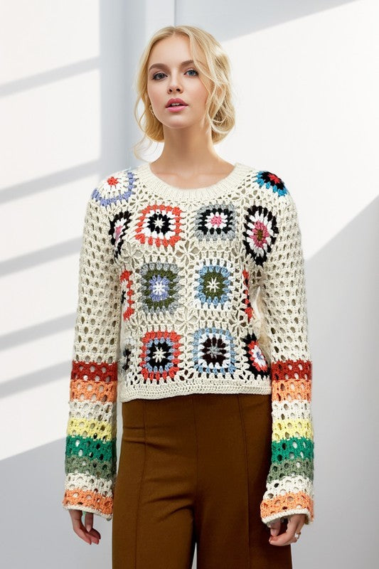 Davi & Dani Cropped Knit Sweater