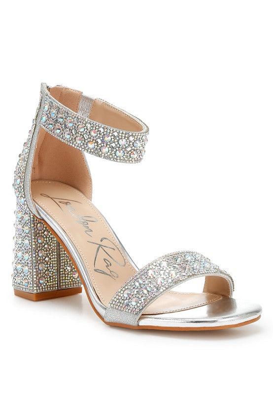 CADY Rhinestone Embellished Block Heel Sandals