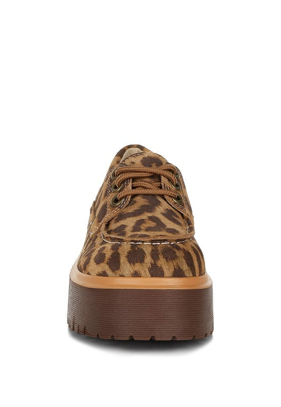 ONGLUR Leopard Print Suede Oxford Loafers