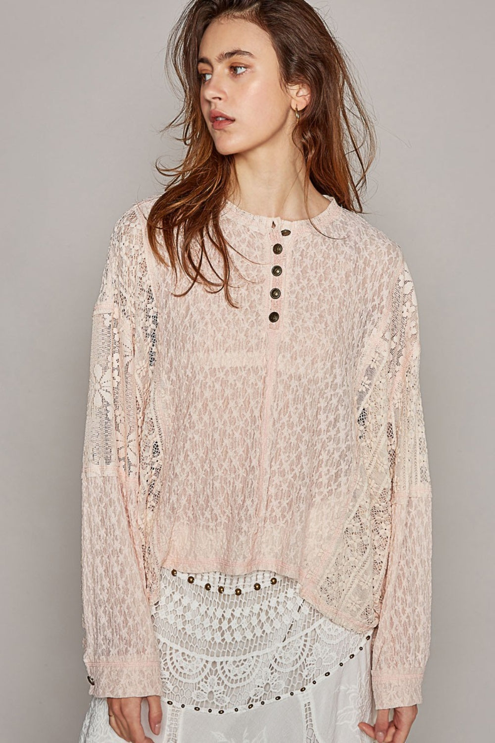 POL Raw Edge Lace Top