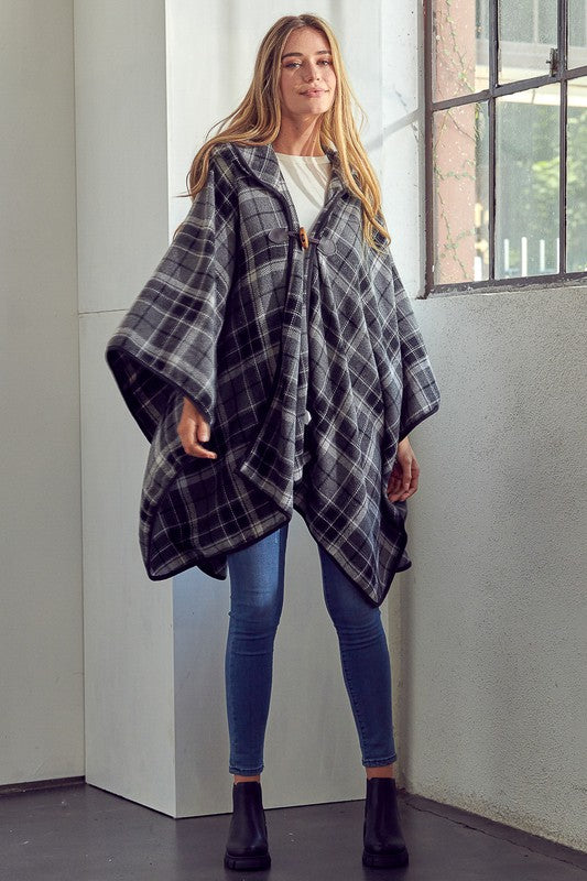 Plaid Blanket Poncho