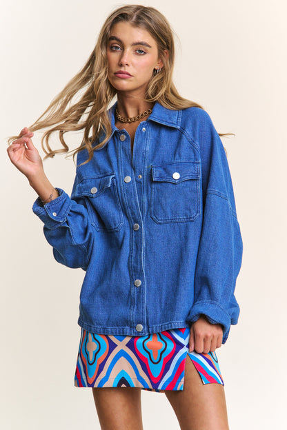 J.NNA Snap Down Oversize Denim Shacket