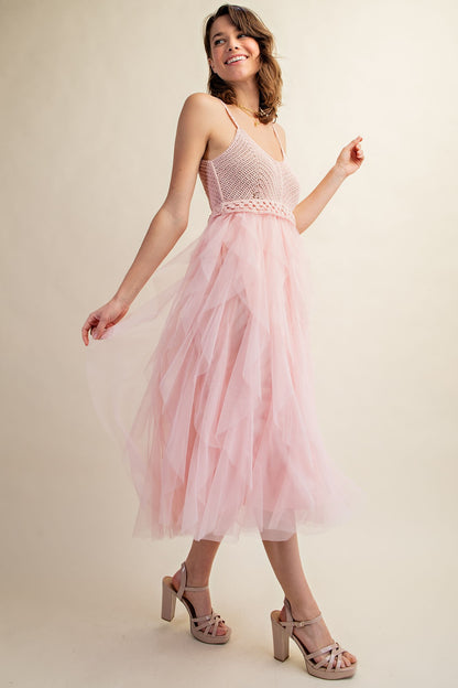 Sweet Generis - LOVELY Tulle Midi Crochet Dress