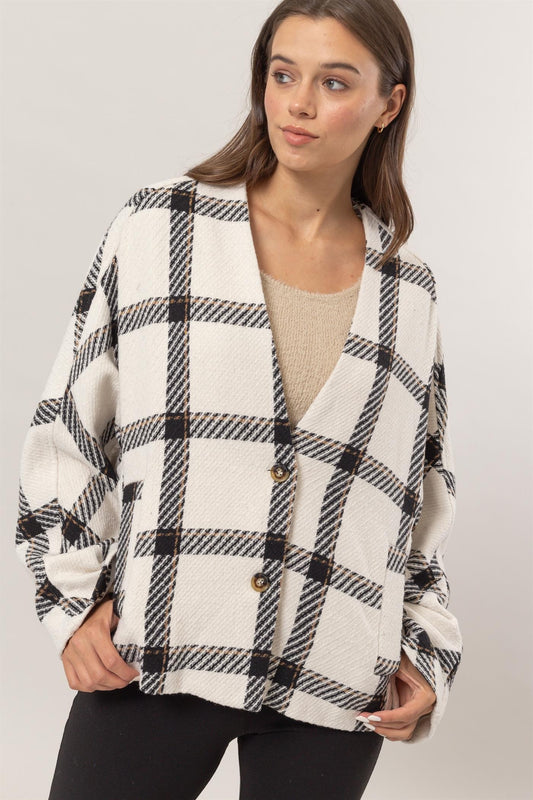 HYFVE Plaid Pattern Oversized Jacket