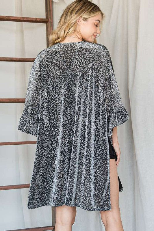 Jade By Jane Metallic Animal Print Kimono