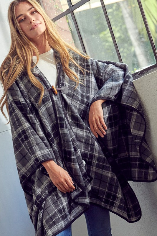 Plaid Blanket Poncho