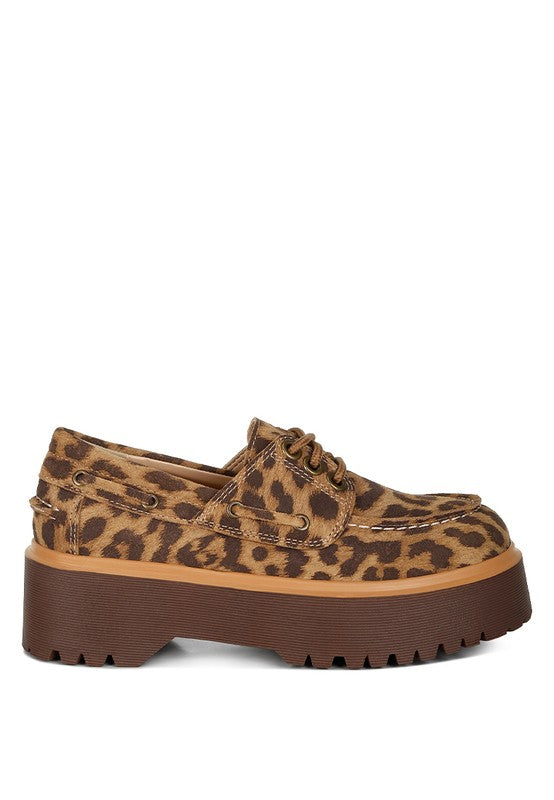 ONGLUR Leopard Print Suede Oxford Loafers