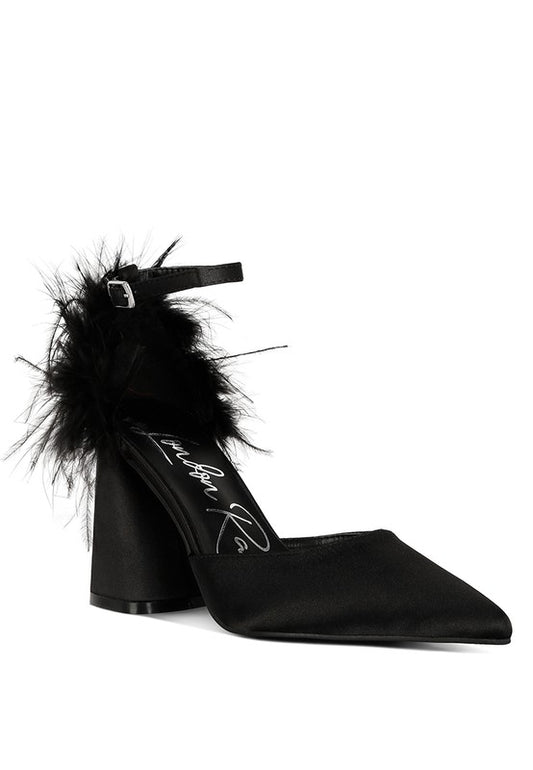 PALMETTA Fur Detail Block Heel Sandal