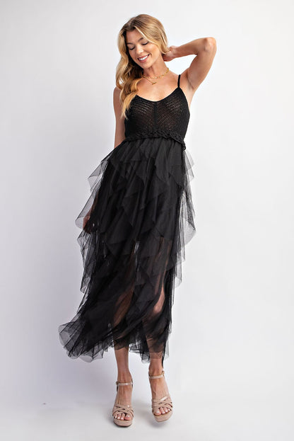 Sweet Generis - LOVELY Tulle Midi Crochet Dress