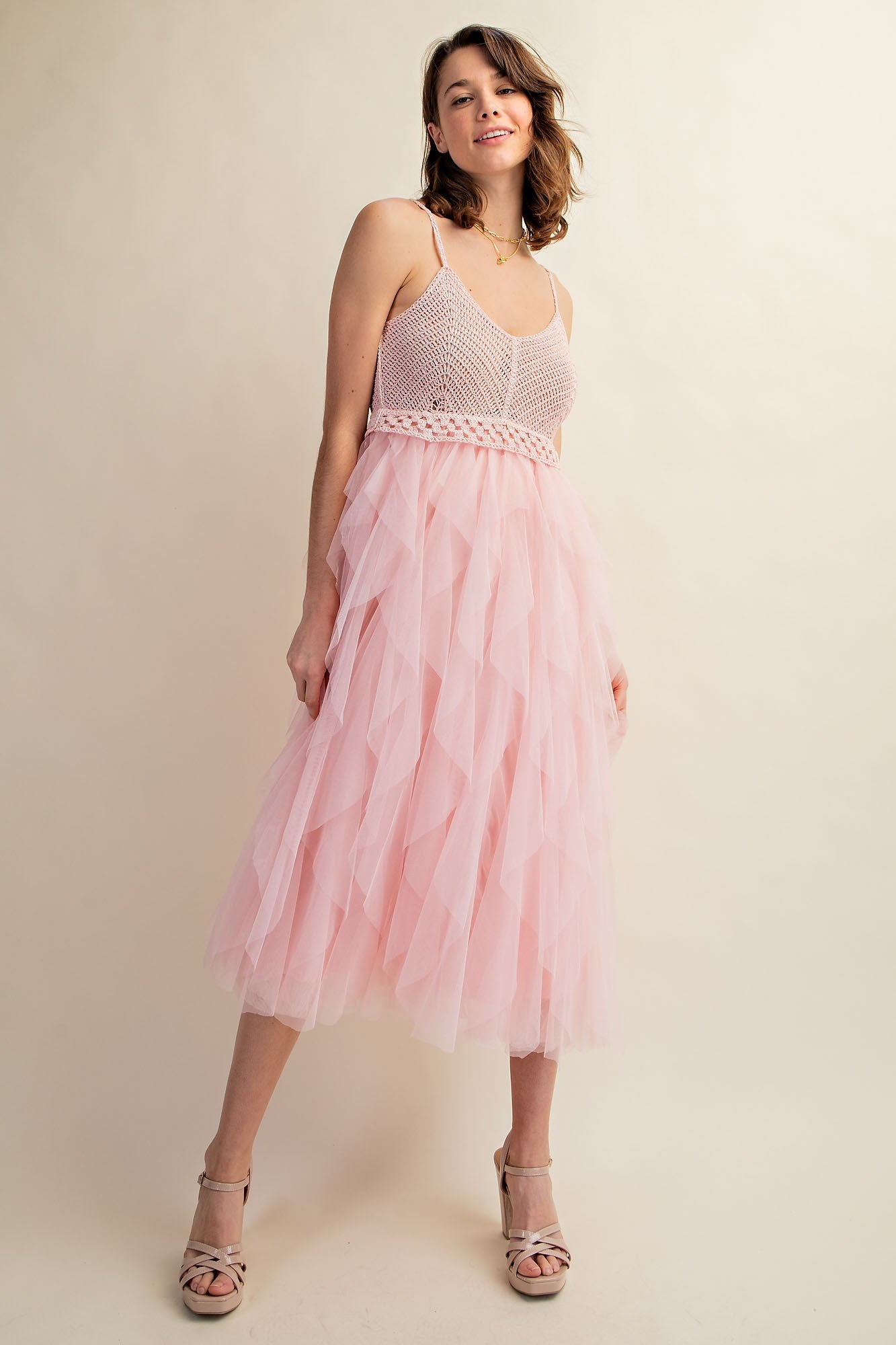 Sweet Generis - LOVELY Tulle Midi Crochet Dress