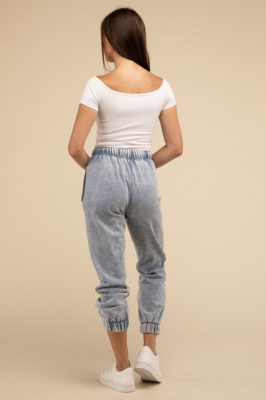 ZENANA Acid Wash Fleece Sweatpants