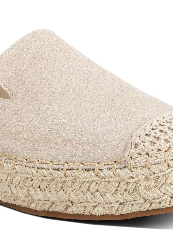 ELLERIE Suede Flatform Heel Espadrilles