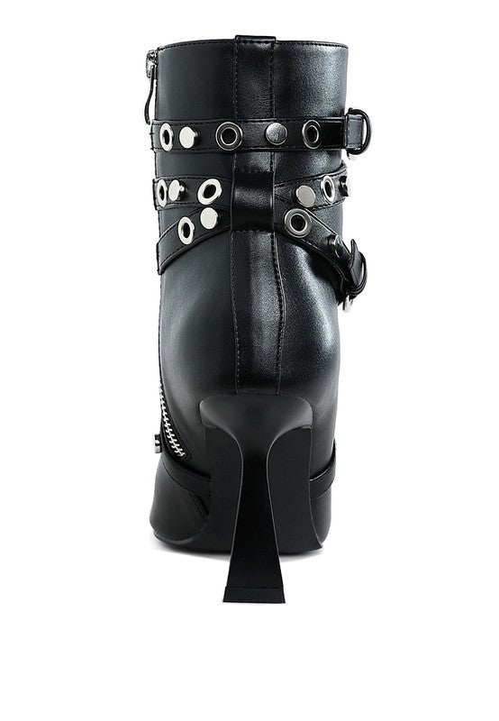 JAUNTS Eyelet & Stud Harness Ankle Boots