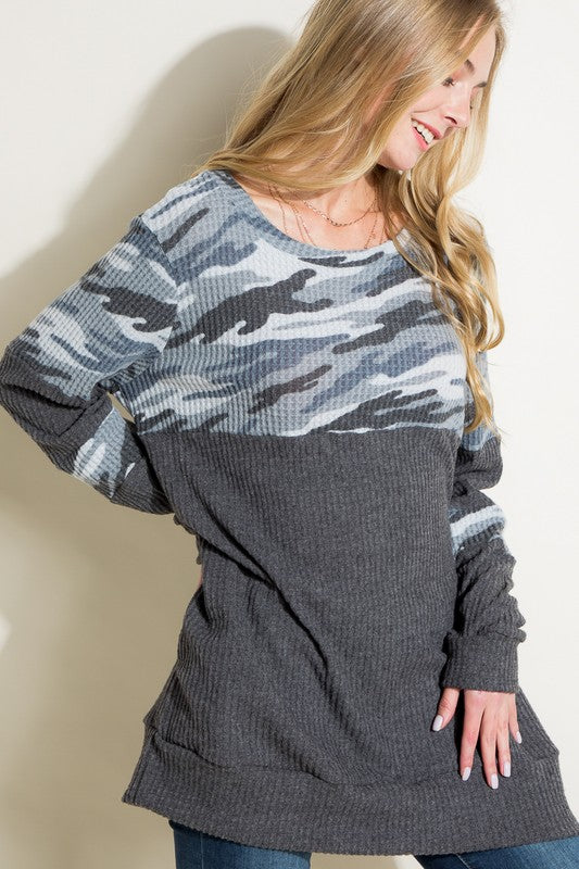 e Luna Cozy Camouflage Mix Top