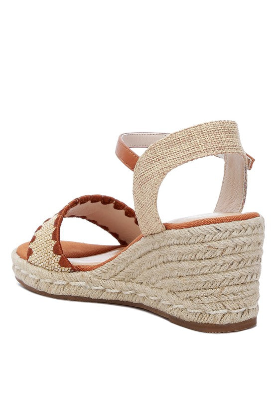 LUCAS Raffia Wedge Heel Espadrilles