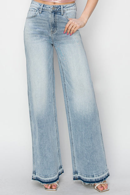 RISEN - Full Size High Rise Wide Leg Jeans