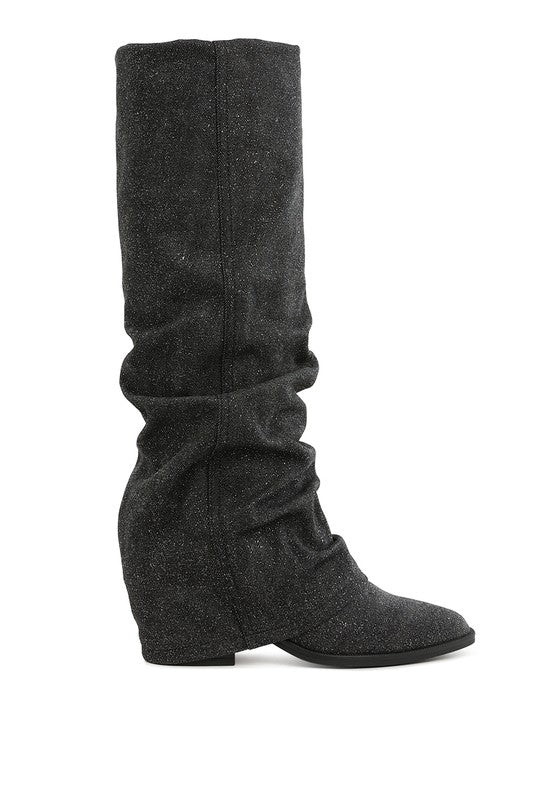 CAPELLA Fold-Over Slouchy Denim Boots