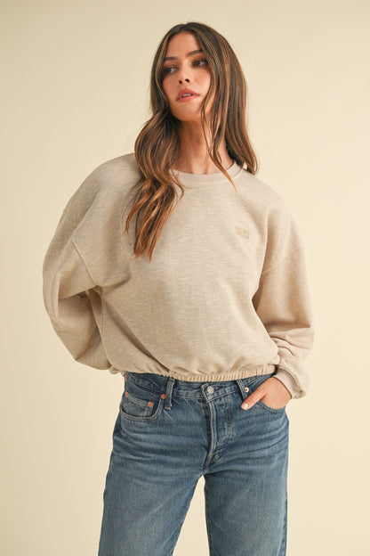 MABLE - Letter Embroidery Crop Sweatshirt