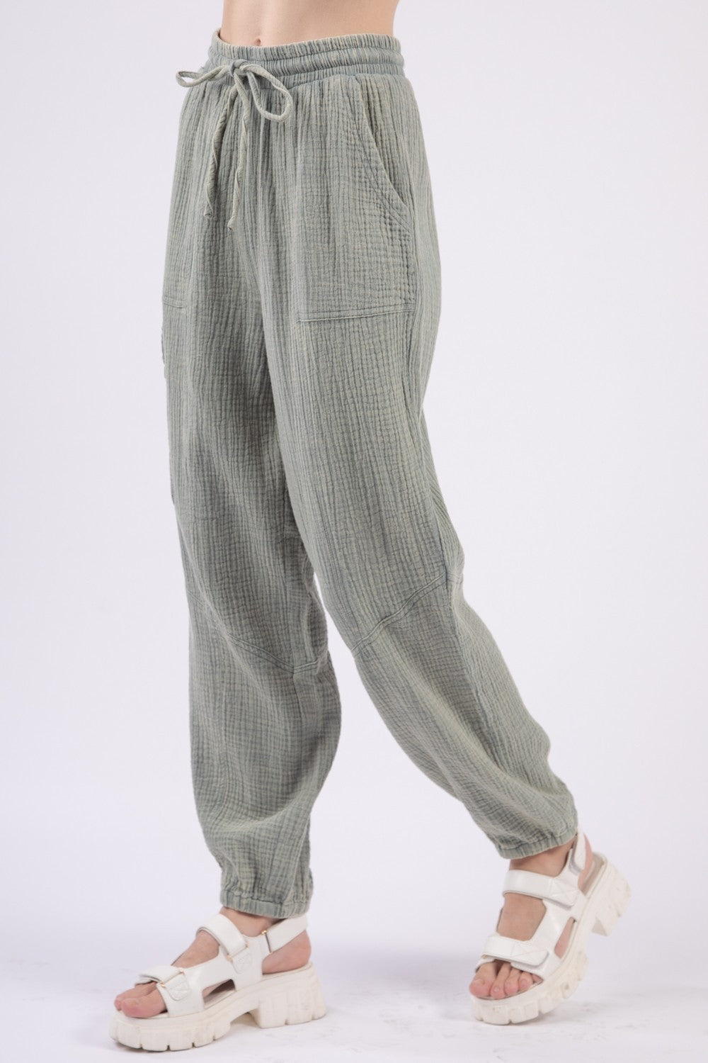 VERY J Washed Gauze Drawstring Pants