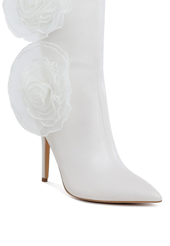 CHINKARA Sheer Big Rose Detail Long Boots