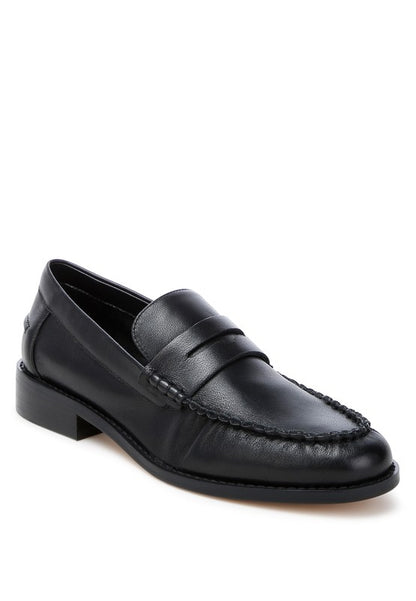 PLAVIA Genuine Leather Penny Loafers