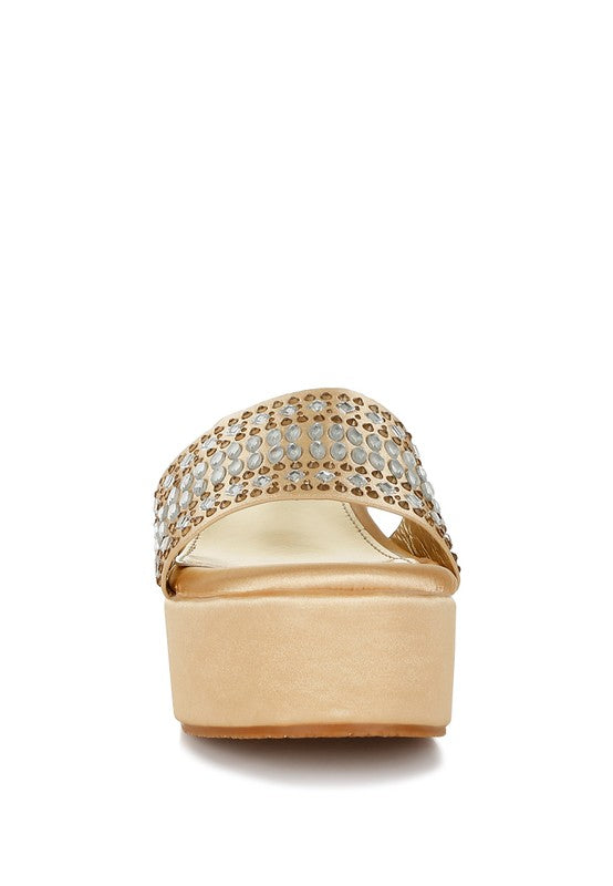 BATANGA Diamante & Rhinestone Detail Flatforms