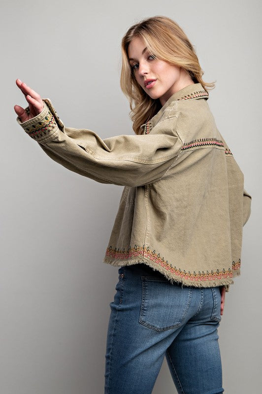 Sweet Generis Embroidered Wash Cotton Jacket