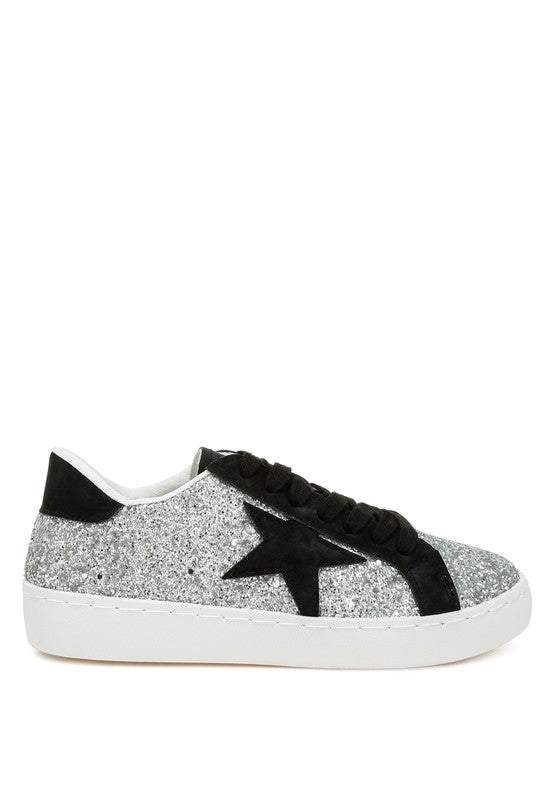 SHINDING Glitter Star Chunky Sneakers