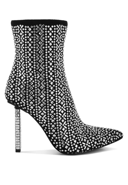 GEM BLAZE Rhinestone Embellished Stiletto Boots