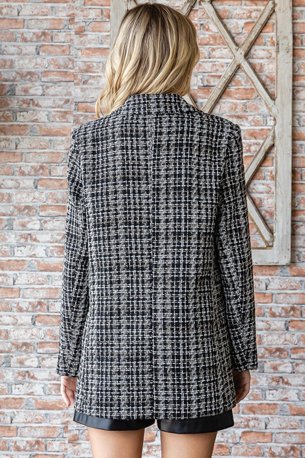 First Love Full Size Lurex Mixed Tweed Blazer