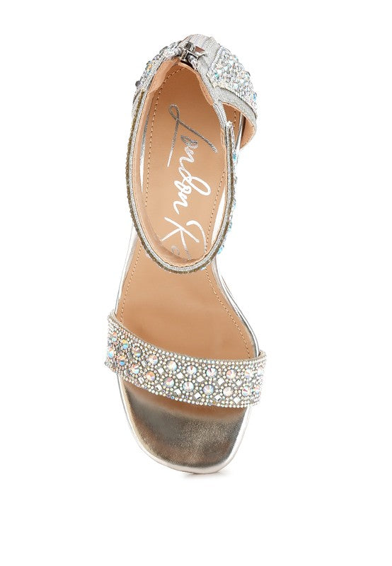 CADY Rhinestone Embellished Block Heel Sandals