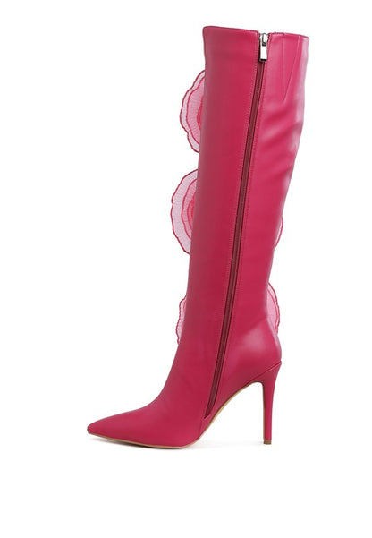 CHINKARA Sheer Big Rose Detail Long Boots