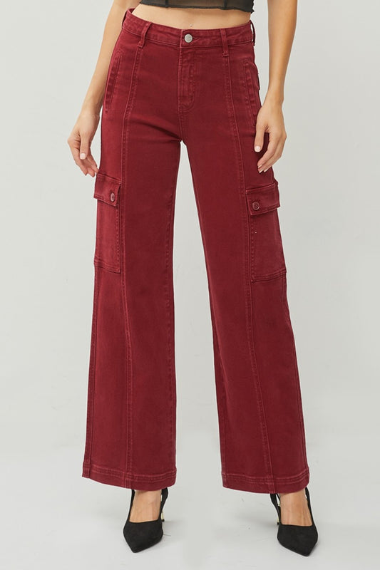 RISEN - Full Size High Rise Wide Leg Cargo Jeans