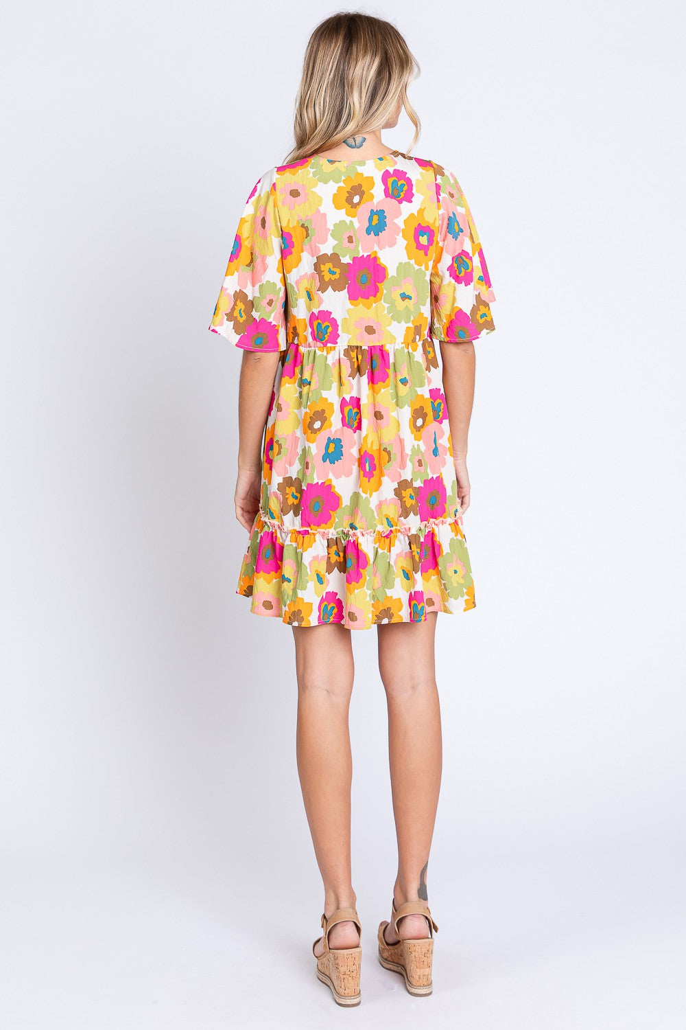 GeeGee Floral Ruffle Hem Mini Dress