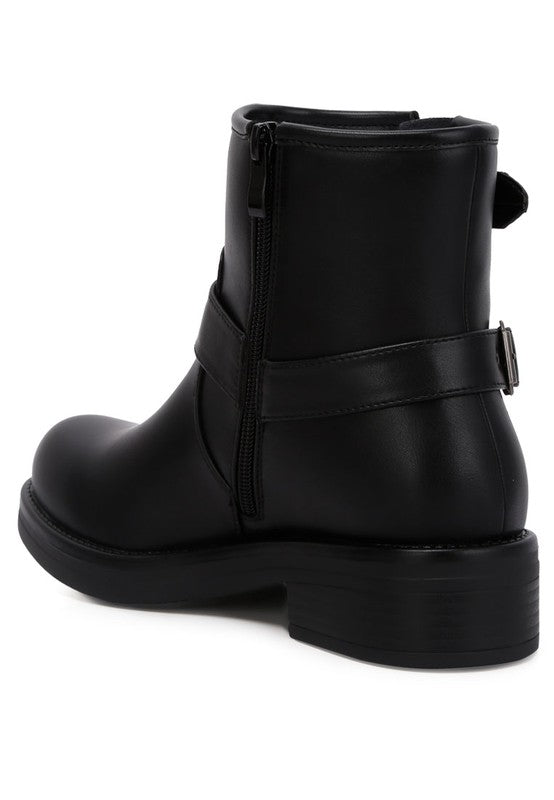 ALLUX Faux Leather Pin Buckle Boots