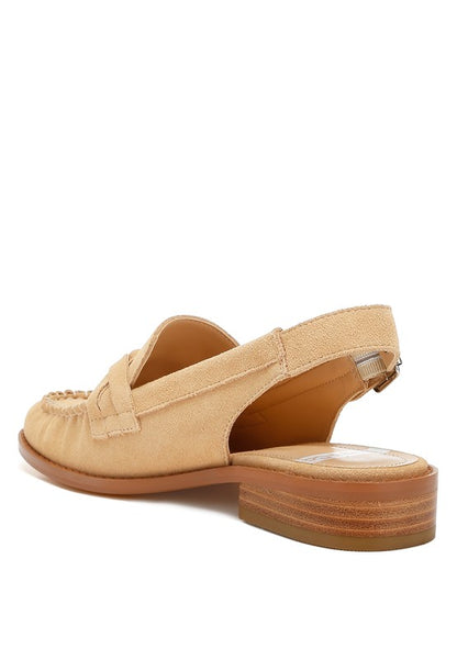 NEMYKIN Suede Slingback Woven Detail Loafers