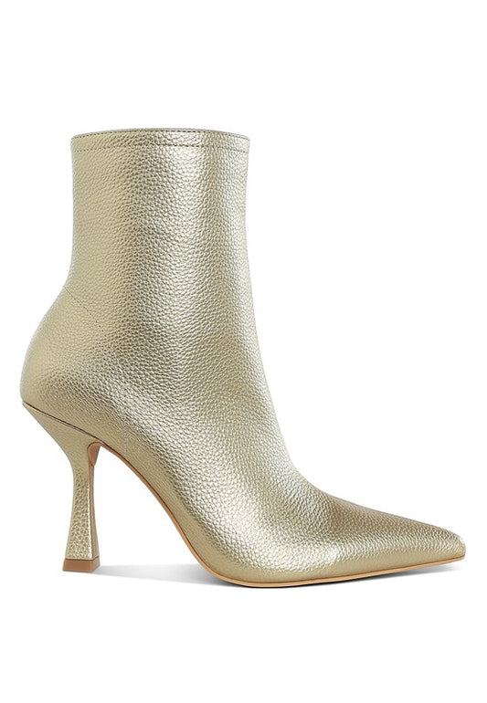 FARNAK Metallic Pointed Toe Ankle Boots