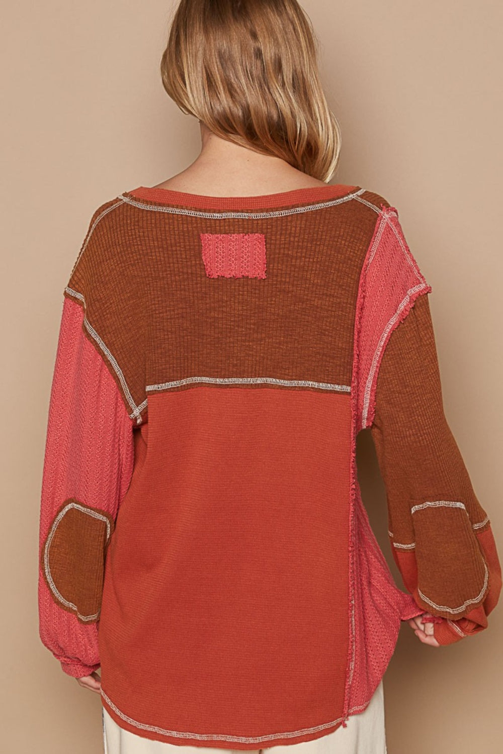 POL Knit Panel Exposed Seam Top